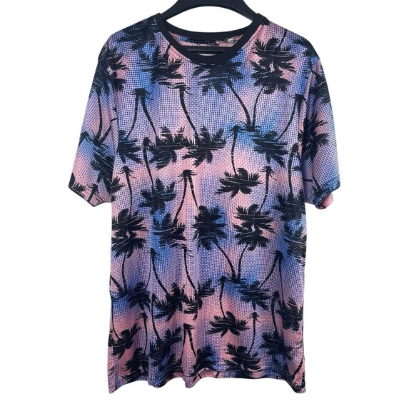 VTG Fresh Prince Of Bel Air Pink Blue Palm Tree Short Sleeve Mesh Jersey Shirt L - Picture 1 of 12